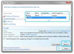 How to remove a search provider on Internet Explorer 8