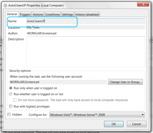 Disk Cleanup general settings Disk Cleanup general settings