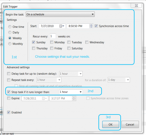 Disk Cleanup trigger settings Disk Cleanup trigger settings