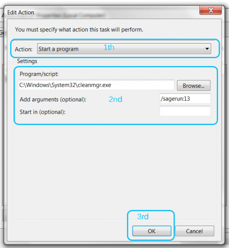 Disk Cleanup Action settings Disk Cleanup Action settings