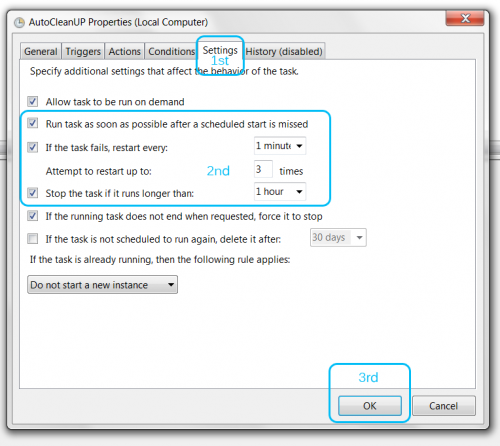 Disk Cleanup settings tab Disk Cleanup settings tab
