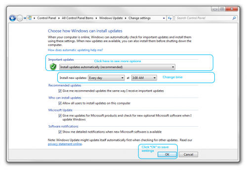 Windows 7 Update Settings
