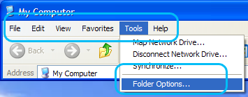 Windows XP menu bar
