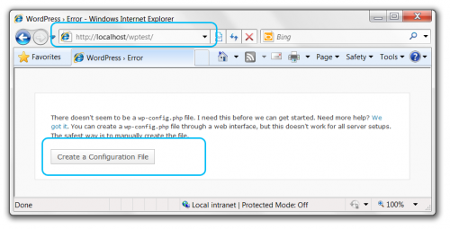 Create a Configuration File page