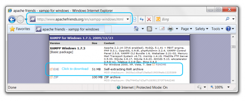 XAMPP download page XAMPP download page
