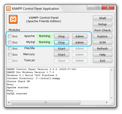 Running apache and mysql Running apache and mysql