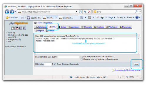 MySQL password setup MySQL password setup
