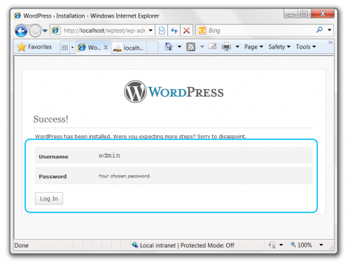 WordPress Success Page