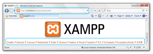 XAMPP setup page XAMPP setup page