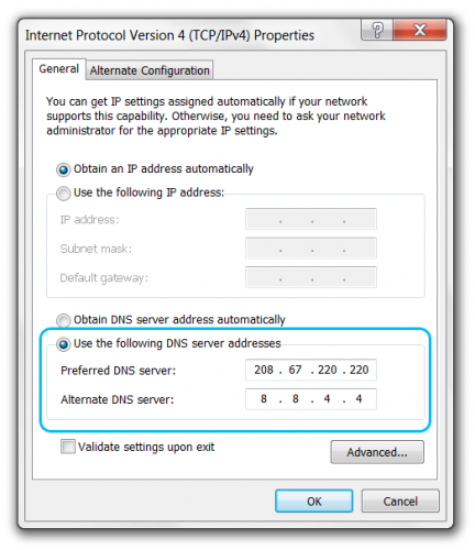 Windows DNS settings