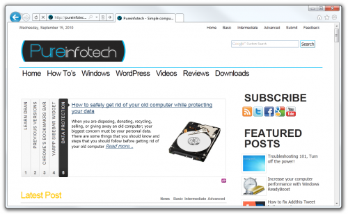 New Internet Explorer 9 user interface
