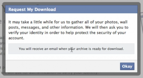 Facebook you will receive an email message 