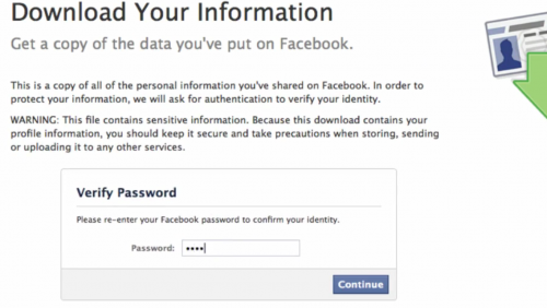 Facebook password confirmation prompt