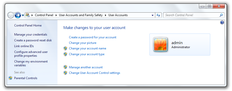 change administrator account name windows 7