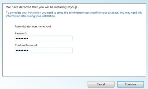 WEB PI MySQL create password