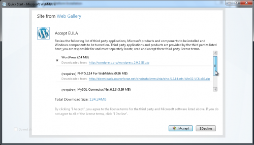 WebMatrix WordPress components review