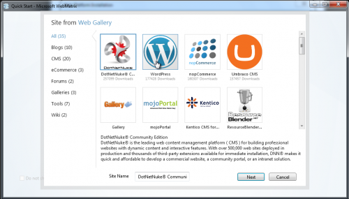 WebMatrix Gallery WordPress