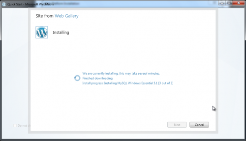 WebMatrix Installing WordPress