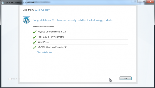 WordPress Congratulations
