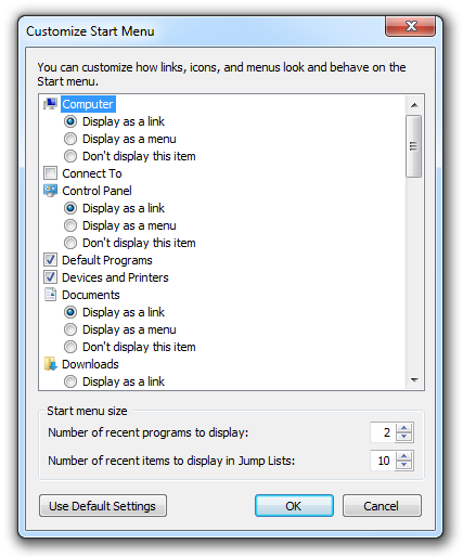 Windows Customize Start menu Windows Customize Start menu