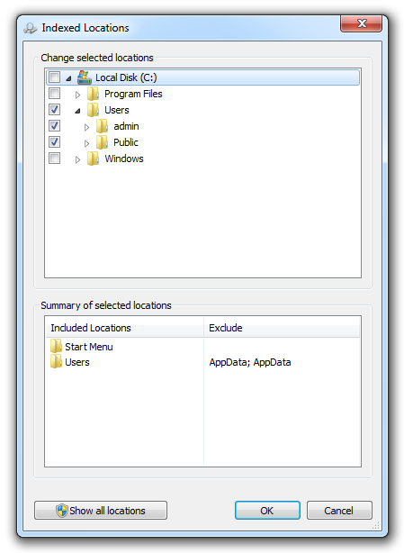 Indexed locations Indexed locations