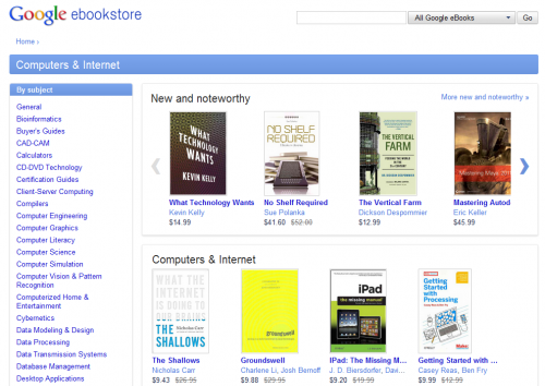 Google eBookstore page