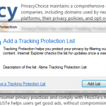 Internet Explorer 9 - Tracking Protection Lists (TPL)