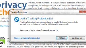 Internet Explorer 9 - Tracking Protection Lists (TPL)