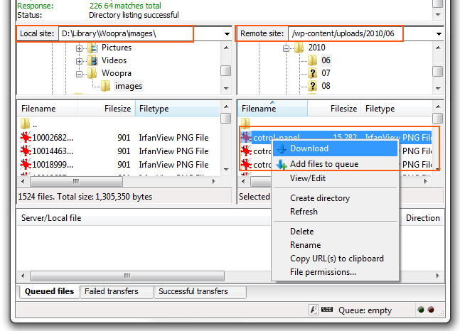 FileZilla - FTP download