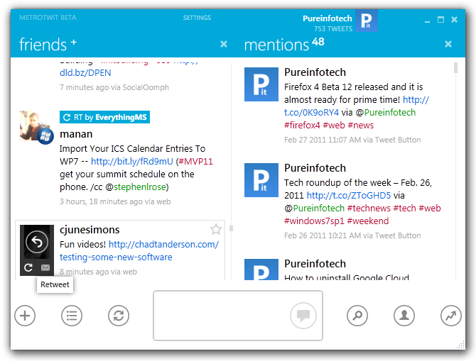 MetroTwit User Interface