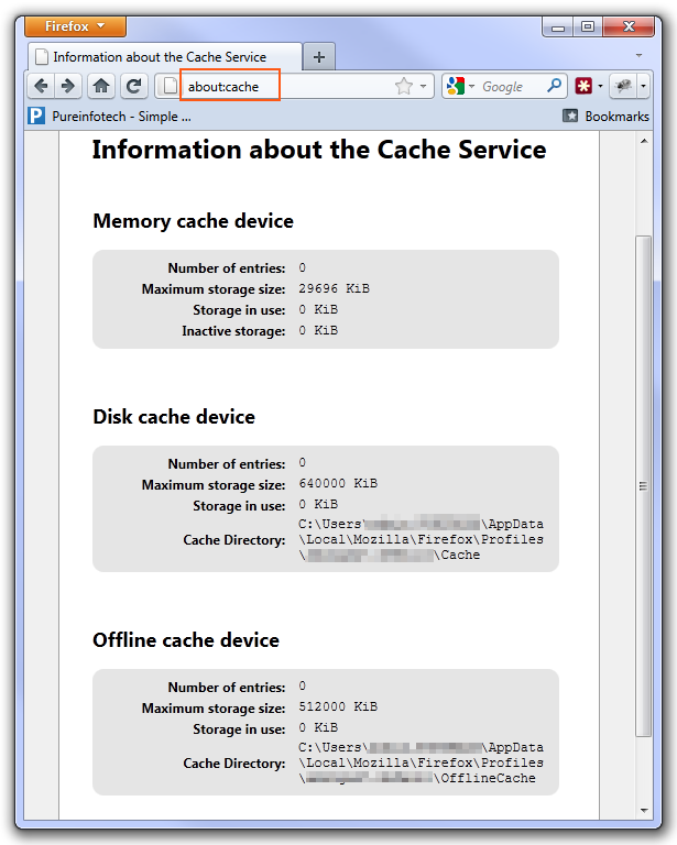 Firefox 4 - About:cache