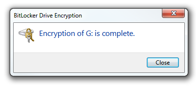 Windows BitLocker - Encryption complete Windows BitLocker - Encryption complete