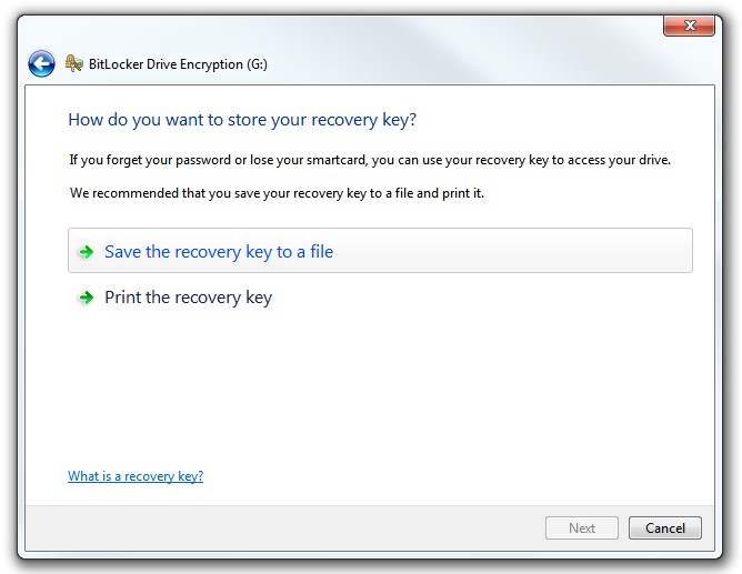 Windows BitLocker - Save or Print encryption key Windows BitLocker - Save or Print encryption key