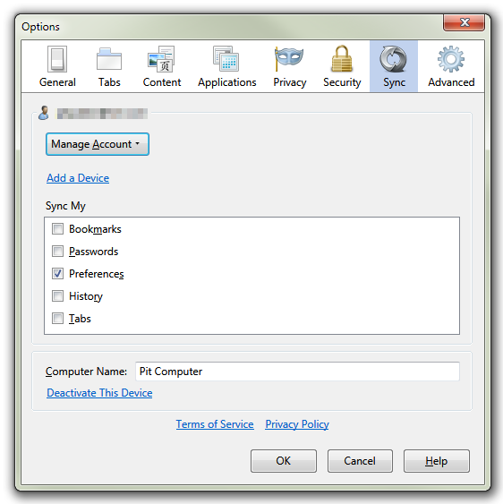 Firefox Sync after setup configuration Firefox Sync after setup configuration