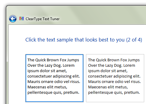 Windows 7 - ClearType Text tuner