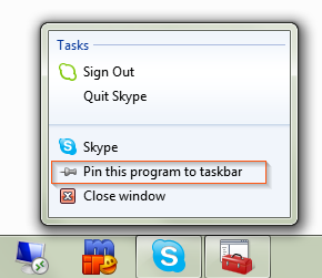 Windows 7 - Pin this program to taskbar