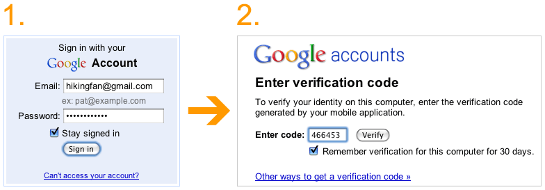 Google - 2-step verification login