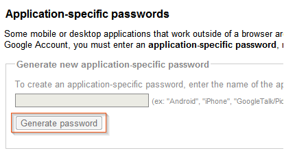 Google - Application-specific password