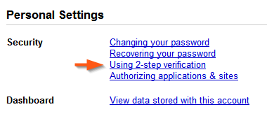 Google - Using 2-step verification link
