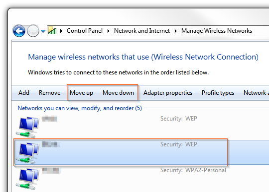 Windows 7 - Prioritize wireless network connections