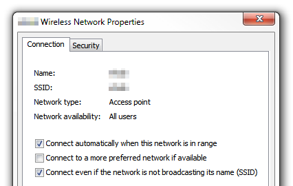 Windows 7 - Wireless network properties