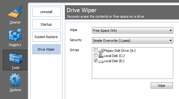 ccleaner drive wiper free download