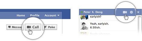 Facebook Video Chat buttons Facebook Video Chat buttons