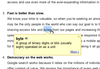 Google Dictionary - Pop-up bubble Google Dictionary - Pop-up bubble