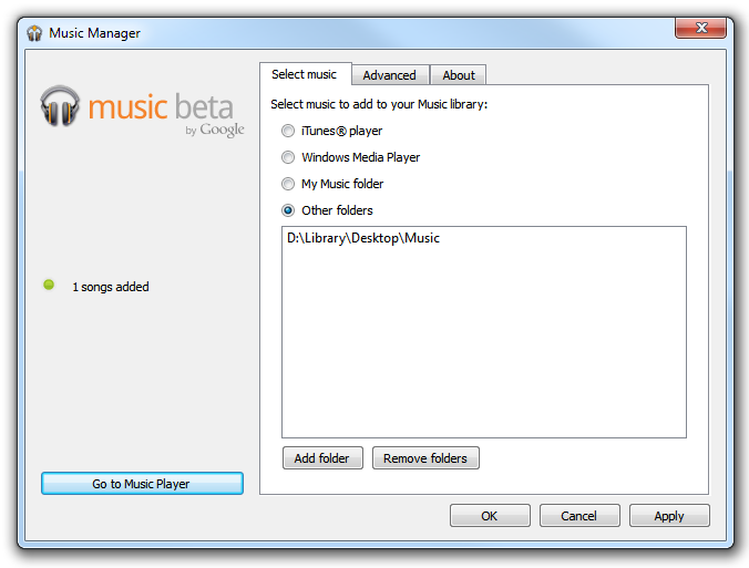 Music Beta - Manager options
