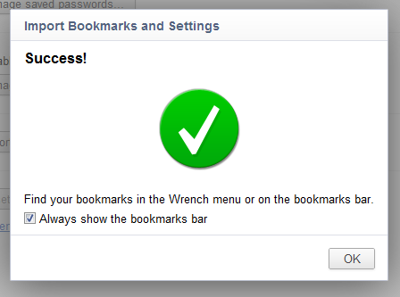 Google Chrome - Import success Google Chrome - Import success