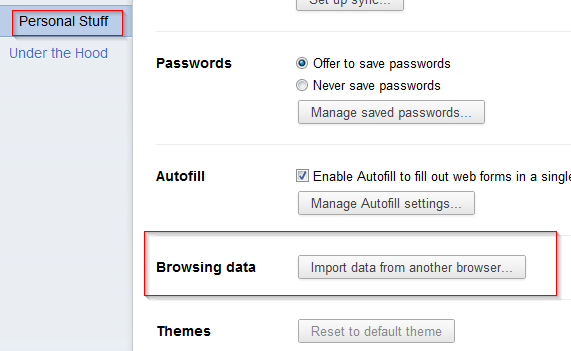 Google Chrome - Import data from another browser Google Chrome - Import data from another browser