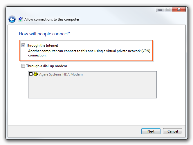 Windows 7 VPN Server - How will people connect