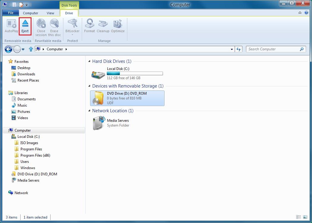 Windows 8 - Virtually ejecting an ISO file Windows 8 - Virtually ejecting an ISO file