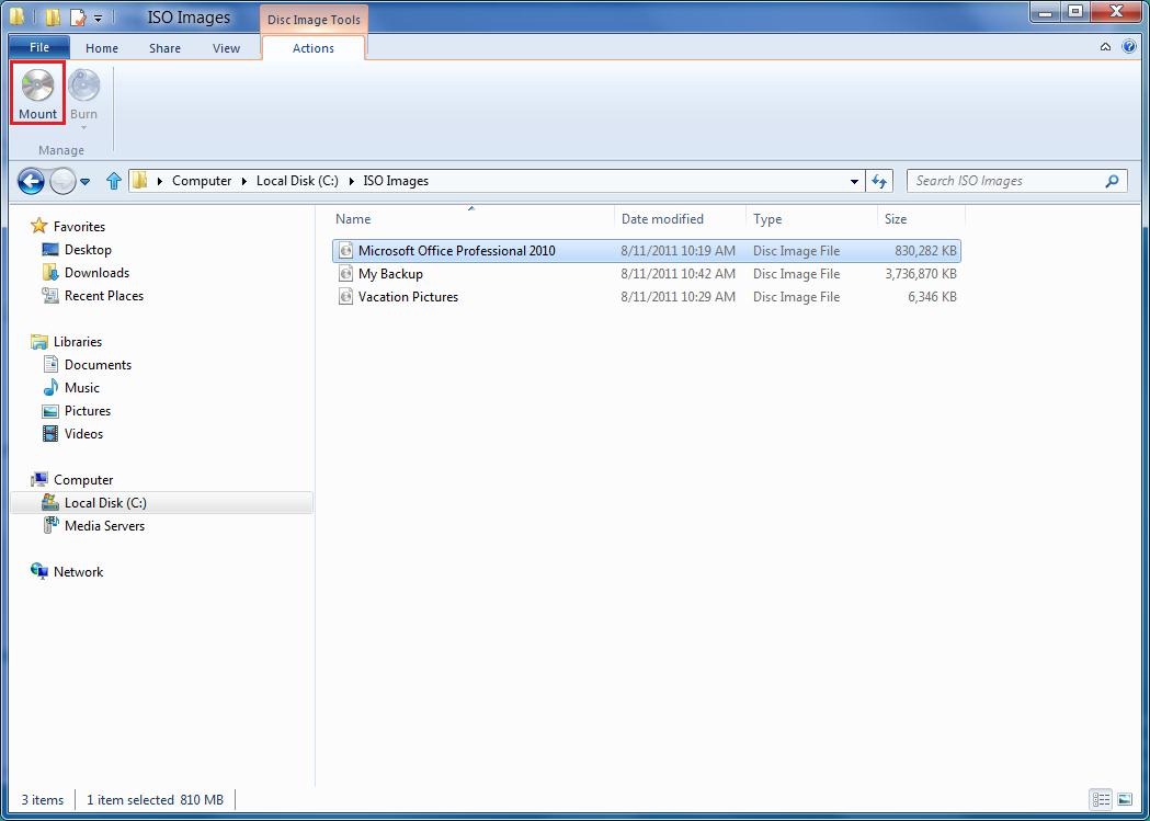 Windows 8 - Mount ISO file Windows 8 - Mount ISO file